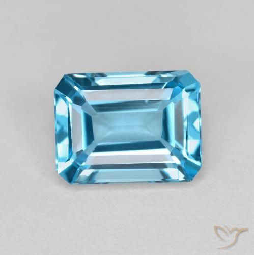 Topaze Bleu Suisse naturelle Octogone / coupe Émeraude, 1.92 ct, VVS