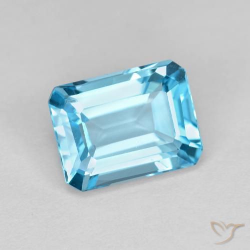 Topaze Bleu Suisse naturelle Octogone / coupe Émeraude, 1.92 ct, VVS