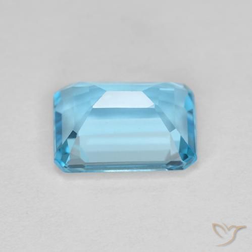 Topaze Bleu Suisse naturelle Octogone / coupe Émeraude, 1.92 ct, VVS