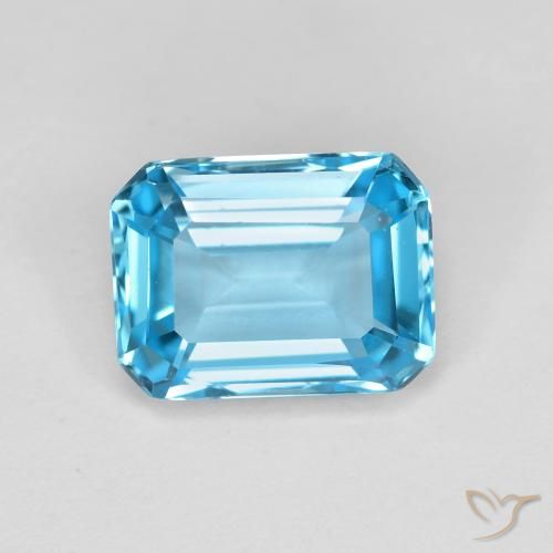 2.04ct Naturel Bleu Suisse Topaze, Taille émeraude, VVS