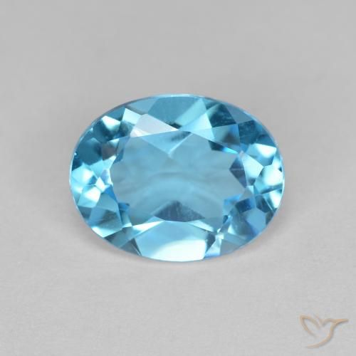 Topaze Bleu Suisse naturelle ovale, 2.15 ct, VVS-VS