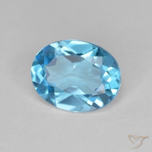 Topaze Bleu Suisse naturelle ovale, 2.15 ct, VVS-VS