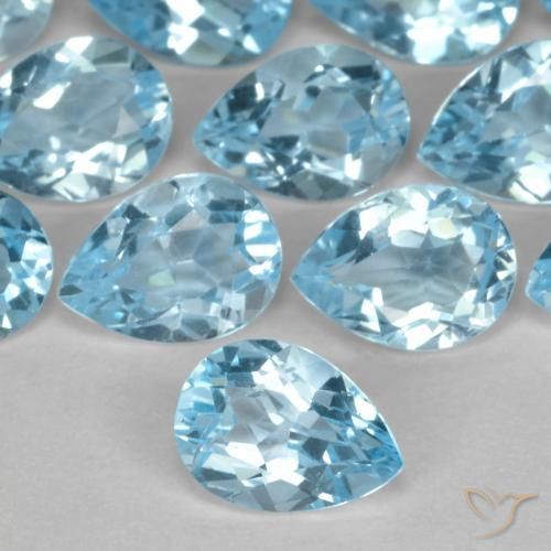 0.76ct Naturel Bleu Suisse Topaze, En forme de poire, VVS-VS
