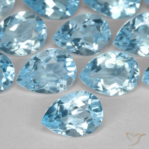 Topaze Bleu Suisse naturelle En forme de poire, 0.76 ct, VVS-VS