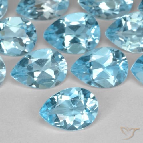 0.85ct Naturel Bleu Suisse Topaze, En forme de poire, VVS-VS