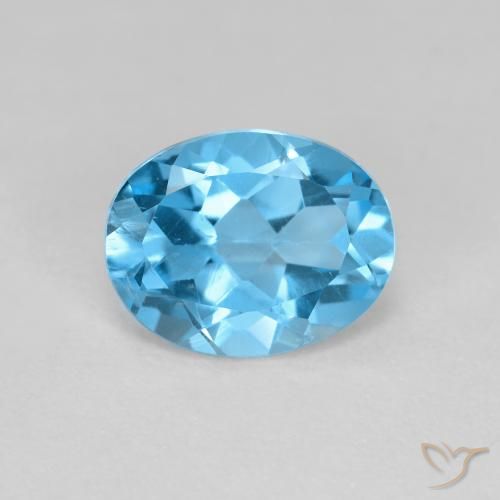 Topaze Bleu Suisse naturelle ovale, 1.76 ct, VS
