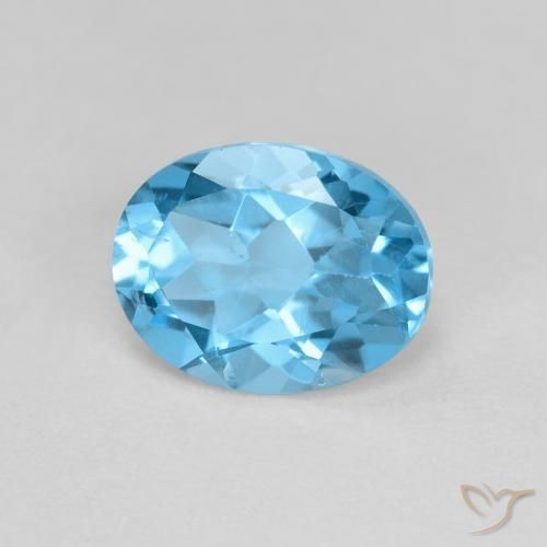 Topaze Bleu Suisse naturelle ovale, 1.76 ct, VS