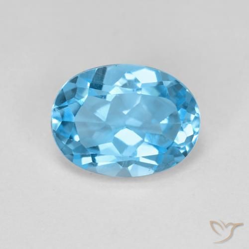 Topaze Bleu Suisse naturelle ovale, 2.08 ct, VS