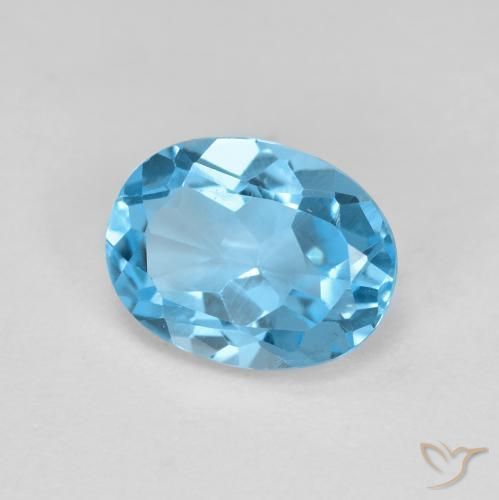 Topaze Bleu Suisse naturelle ovale, 2.08 ct, VS