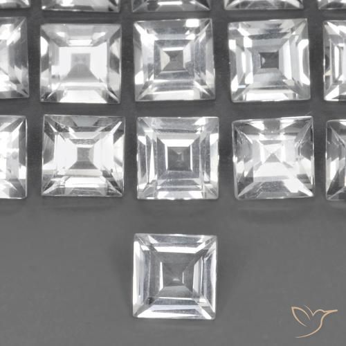 0.58ct Naturel Blanc clair Topaze, Carré, VVS-VS