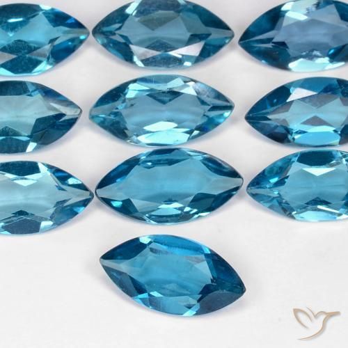 Topaze Bleu Londres naturelle Marquise, 0.99 ct, VS