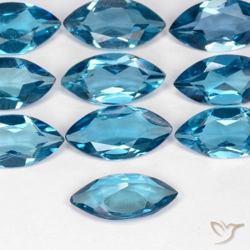 Topaze Bleu Londres naturelle Marquise, 0.99 ct, VS