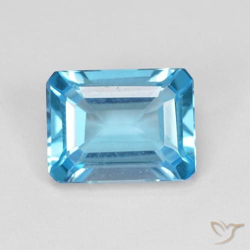 Topaze Bleu Suisse naturelle Octogone / coupe Émeraude, 1.95 ct, VVS