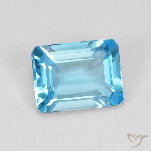 Topaze Bleu Suisse naturelle Octogone / coupe Émeraude, 1.95 ct, VVS