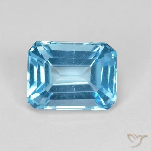 2.08ct Naturel Bleu Suisse Topaze, Taille émeraude, VVS