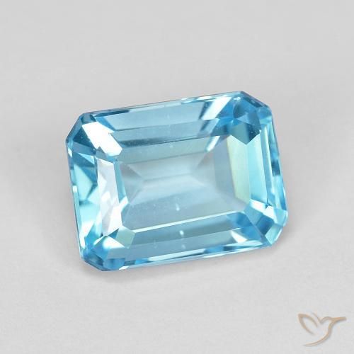 Topaze Bleu Suisse naturelle Octogone / coupe Émeraude, 2.08 ct, VVS