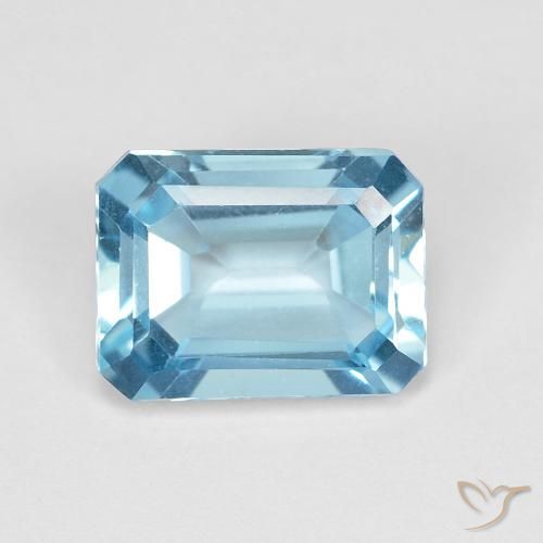 1.96ct Naturel Bleu Suisse Topaze, Taille émeraude, VVS