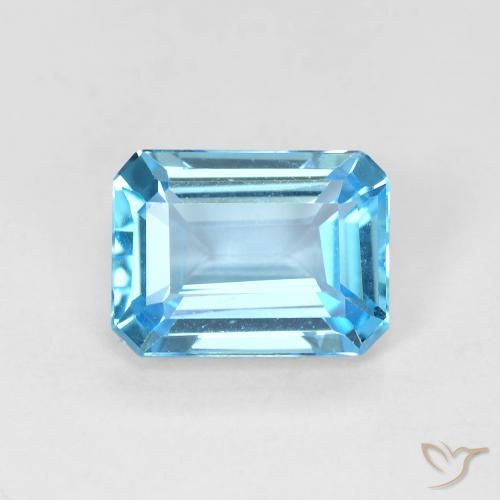 1.99ct Naturel Bleu Suisse Topaze, Taille émeraude, VVS