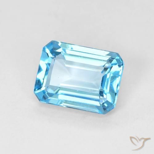 Topaze Bleu Suisse naturelle Octogone / coupe Émeraude, 1.99 ct, VVS