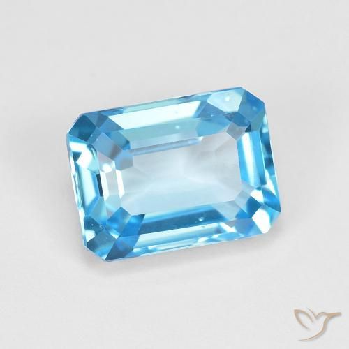 2.07ct Naturel Bleu Suisse Topaze, Taille émeraude, VVS