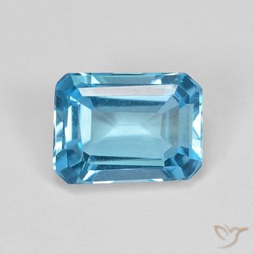 1.90ct Naturel Bleu Suisse Topaze, Taille émeraude, VVS