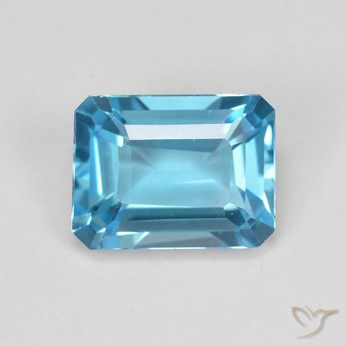 2.06ct Naturel Bleu Suisse Topaze, Taille émeraude, VVS