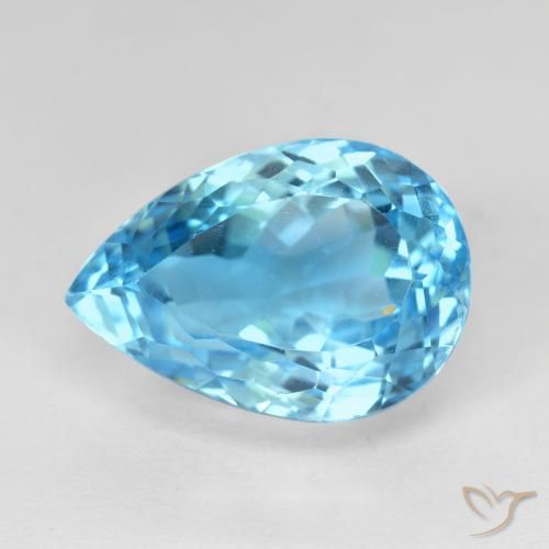 16.12ct Naturel Bleu Suisse Topaze, En forme de poire, VVS