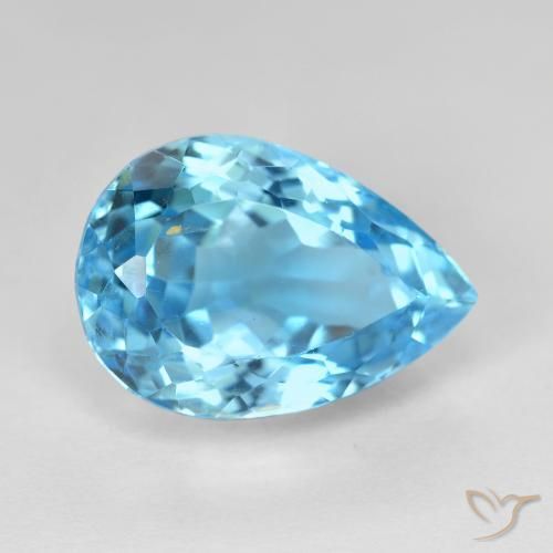 Topaze Bleu Suisse naturelle En forme de poire, 16.12 ct, VVS