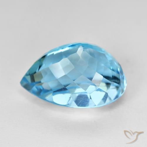 Topaze Bleu Suisse naturelle En forme de poire, 16.12 ct, VVS