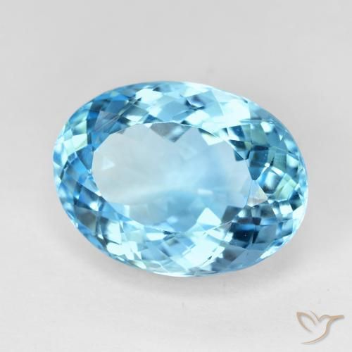 Topaze Bleu Suisse naturelle ovale, 15.84 ct, VVS