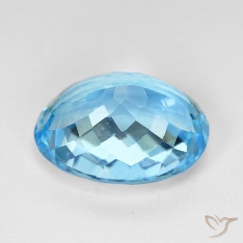 Topaze Bleu Suisse naturelle ovale, 15.84 ct, VVS