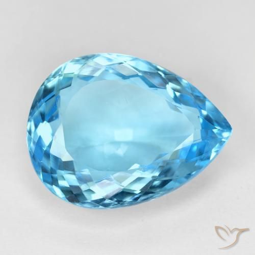 Topaze Bleu Suisse naturelle En forme de poire, 16.13 ct, VVS