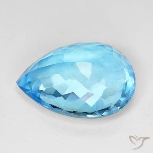 Topaze Bleu Suisse naturelle En forme de poire, 16.13 ct, VVS
