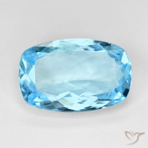 Topaze bleue suisse de 10,74 carats,, Coussin Topaze en vrac du Brésil, Gemme naturelle, 17,5 x 11,4 mm, Photo A