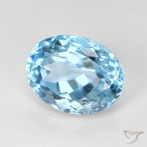 Topaze Bleu ciel naturelle Coupe ovale, 10.16 ct, VVS-VS