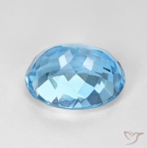Topaze Bleu ciel naturelle Coupe ovale, 10.16 ct, VVS-VS