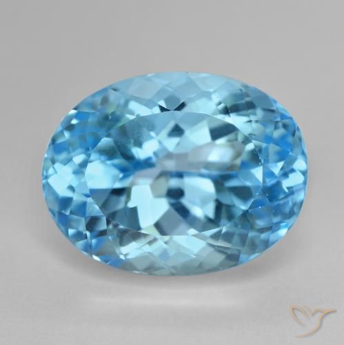 Topaze Bleu Suisse naturelle ovale, 21.41 ct, VVS-VS