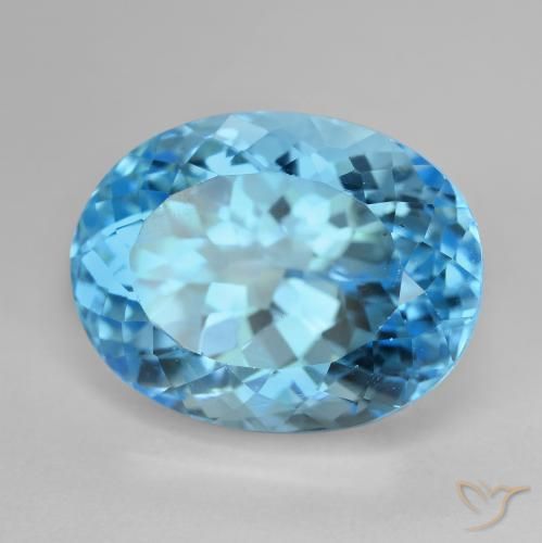 Topaze Bleu Suisse naturelle ovale, 21.41 ct, VVS-VS