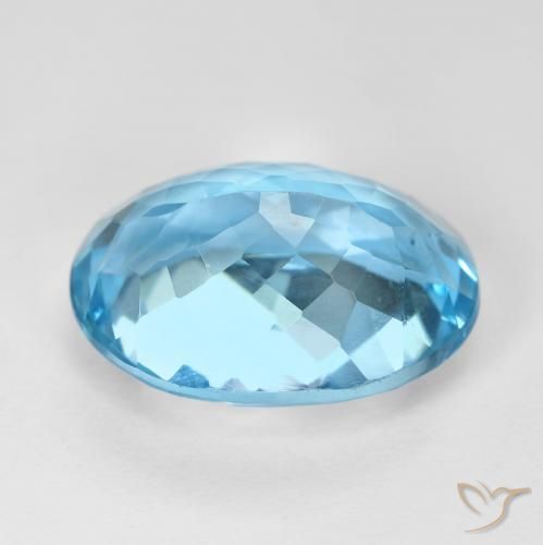 Topaze Bleu Suisse naturelle ovale, 15.38 ct, VS