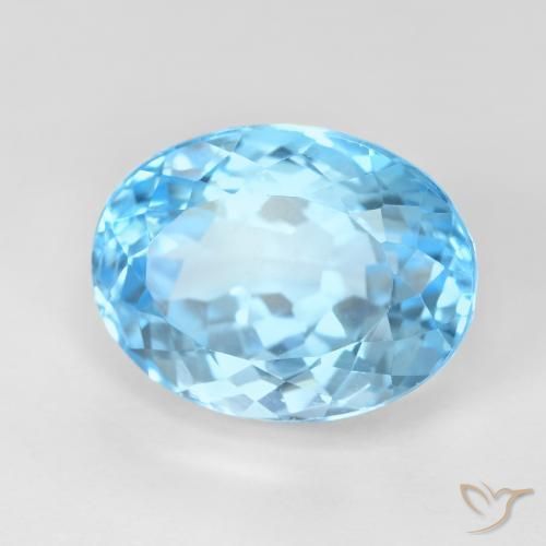 Topaze Bleu Suisse naturelle ovale, 12.83 ct, VS
