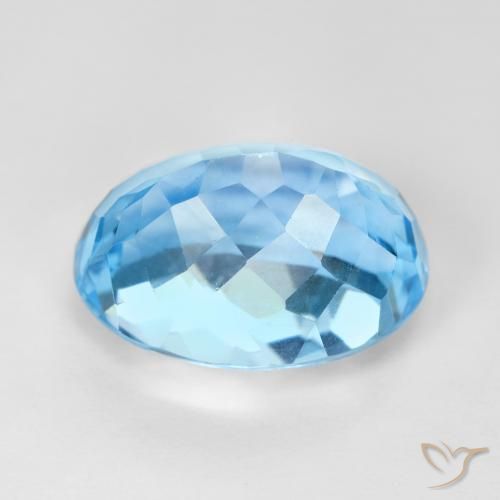 Topaze Bleu Suisse naturelle ovale, 12.83 ct, VS