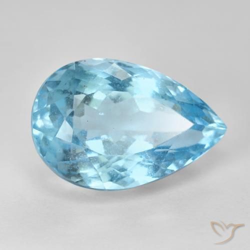 Topaze Bleu ciel naturelle En forme de poire, 16.76 ct, VS-SI