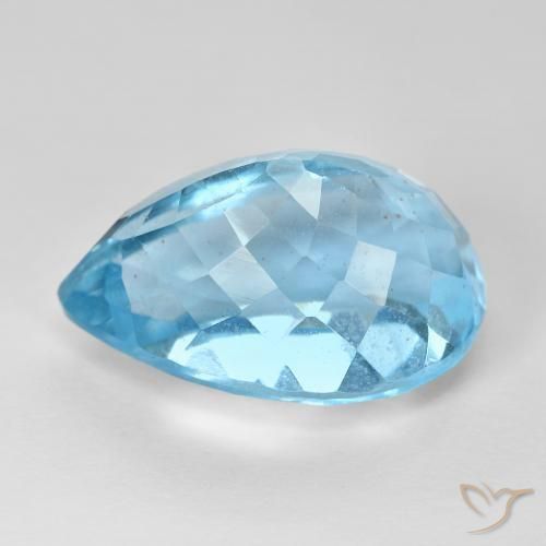 Topaze Bleu ciel naturelle En forme de poire, 16.76 ct, VS-SI