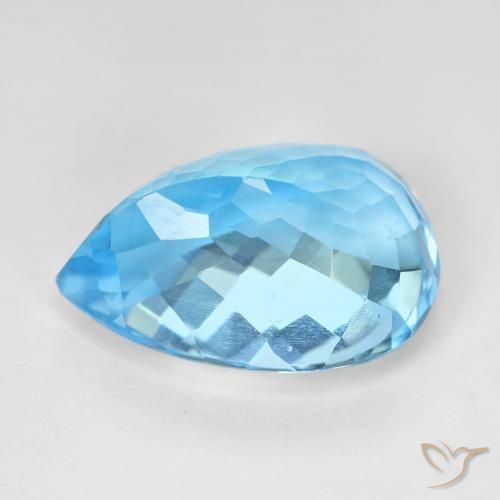 Topaze Bleu Suisse naturelle En forme de poire, 15.36 ct, VS