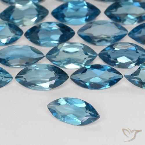 Topaze Bleu Londres naturelle Marquise, 1.10 ct, VS