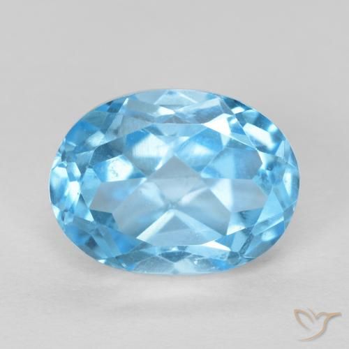 Topaze Bleu Suisse naturelle ovale, 1.72 ct, VVS-VS