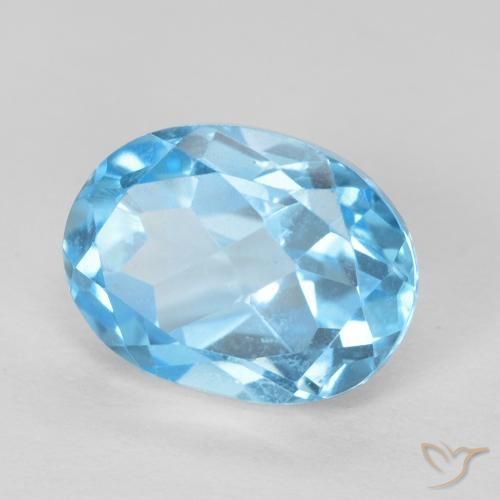 Topaze Bleu Suisse naturelle ovale, 1.72 ct, VVS-VS