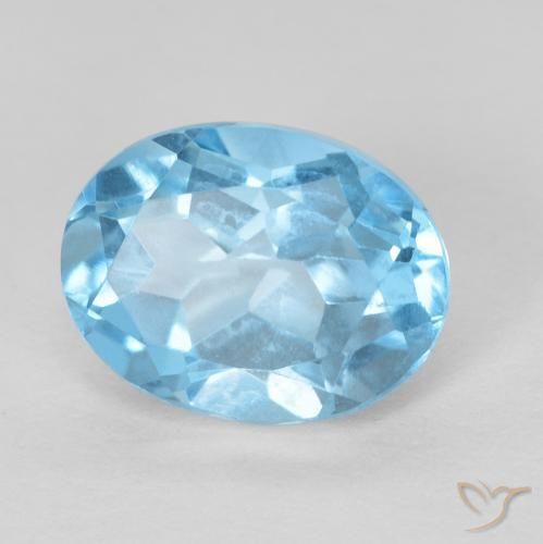Topaze Bleu Suisse naturelle ovale, 1.68 ct, VVS-VS