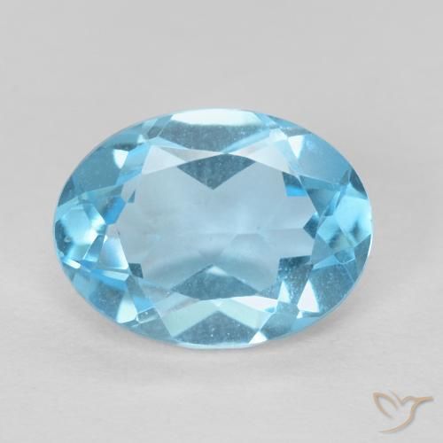 Topaze Bleu Suisse naturelle ovale, 1.42 ct, VVS-VS
