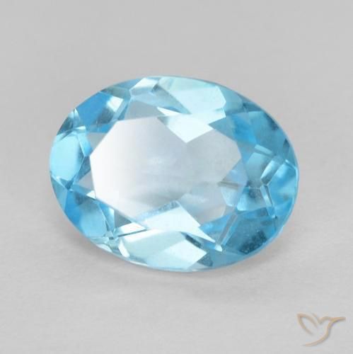 Topaze Bleu Suisse naturelle ovale, 1.42 ct, VVS-VS